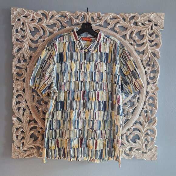 Tori Richard XXL Surfboard Patterned Shirt - Blue, Yellow, Red - Picture 1 of 5